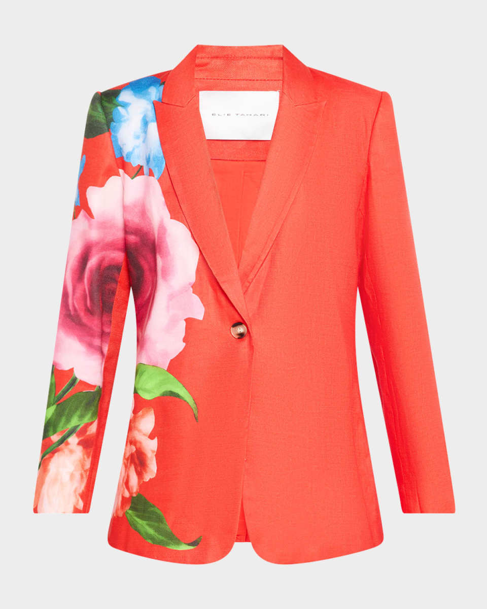 Simone Floral-Print Twill Blazer